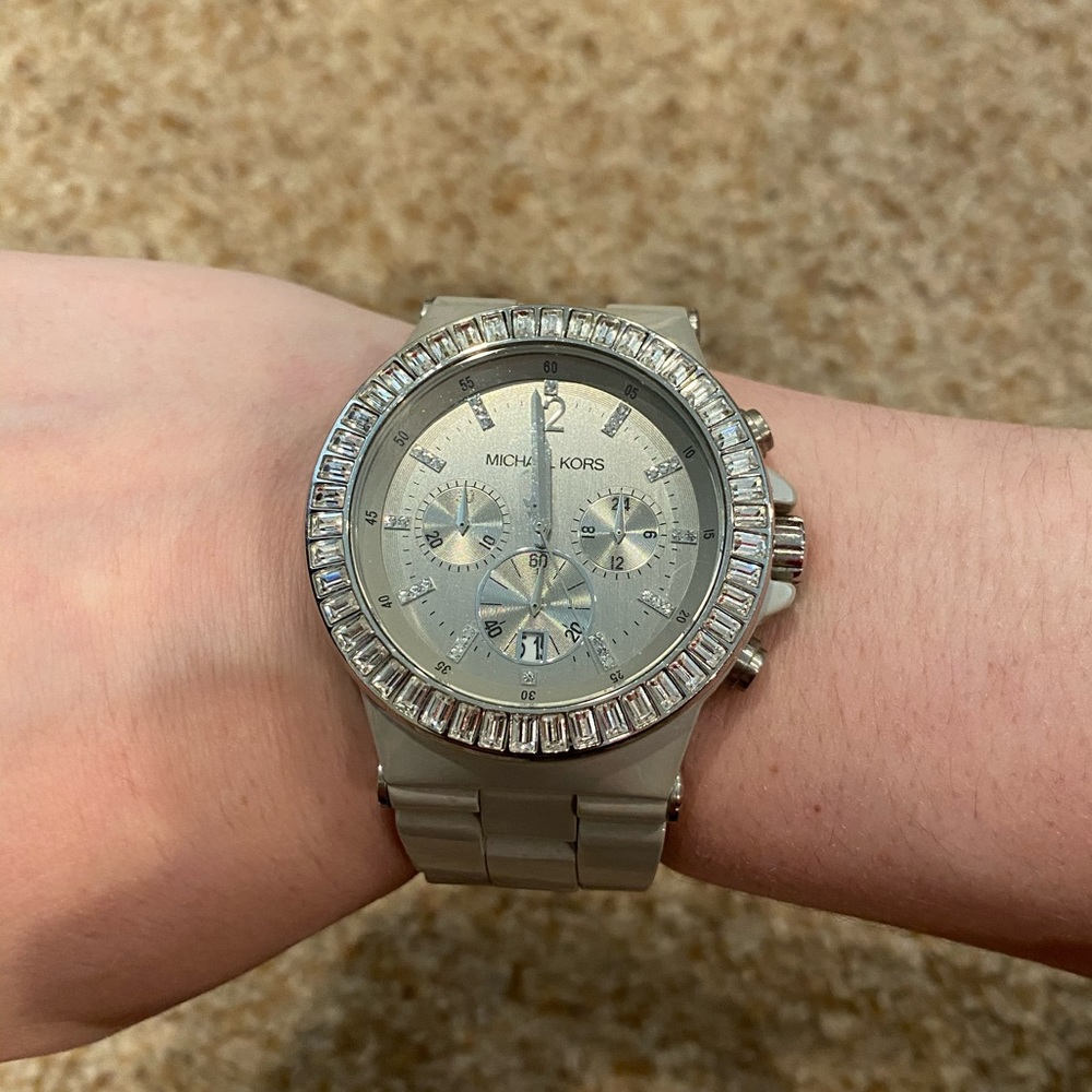 Michael Kors Gray Watch with Rhinestone Face